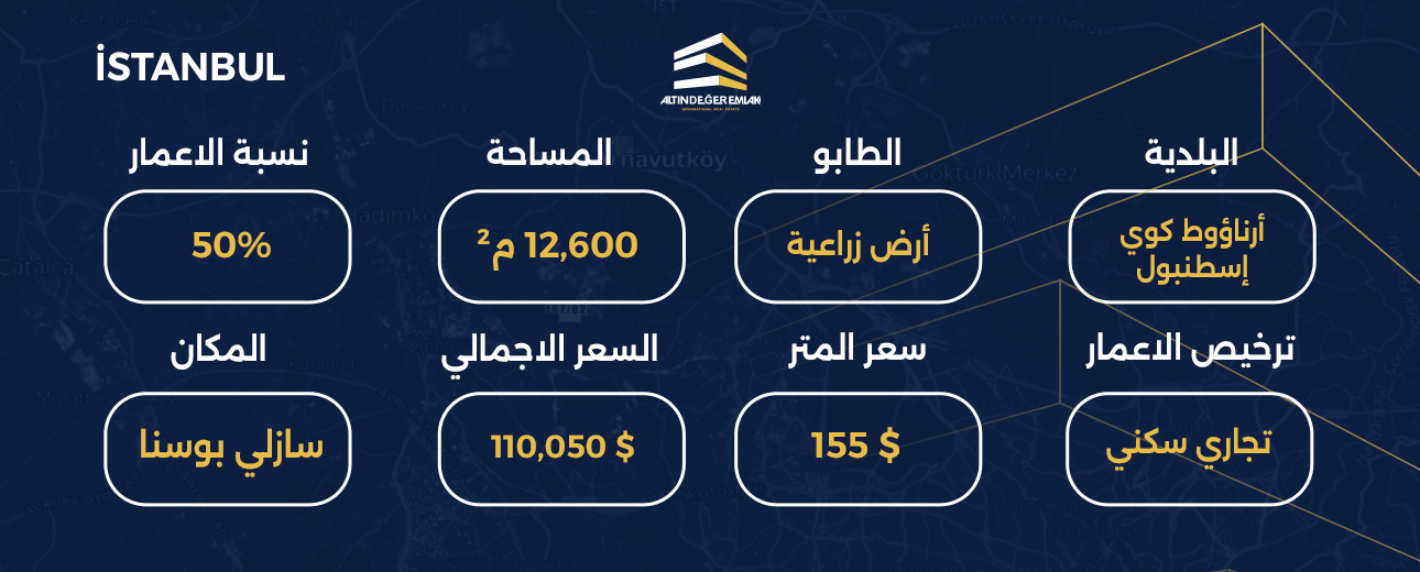 ارض حصرية للبيع في منطقة ارناؤووط كوي