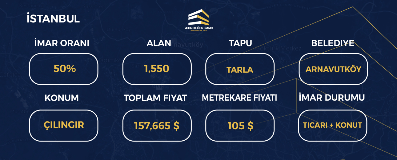 Arnavutköy, Çilingir'de satılık ticari imarlı konut arsası 